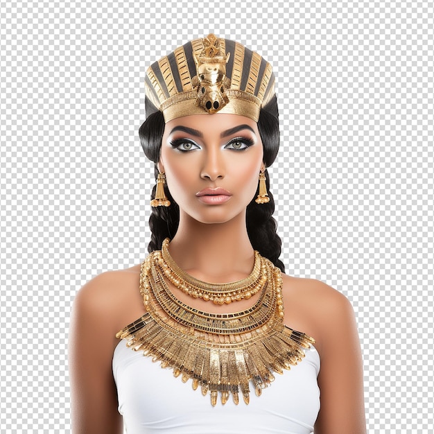 PSD la dea faraone egiziana cleopatra isolata su uno sfondo trasparente.