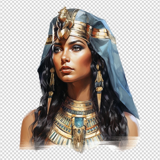 PSD egyptian pharaoh goddess cleopatra isolated on transparent background