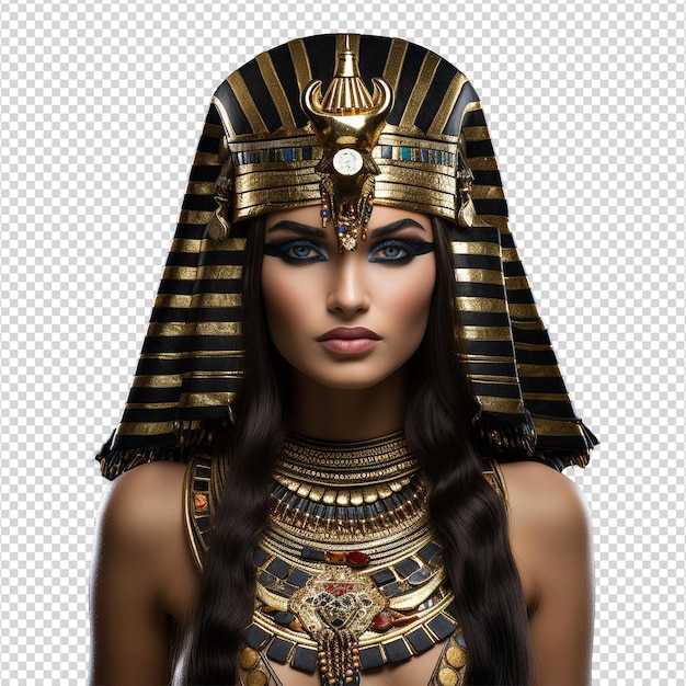 La dea faraone egiziana cleopatra isolata su uno sfondo trasparente.