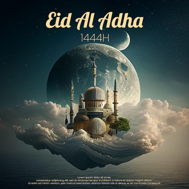 Eid al adha card ii greeting card ii psd