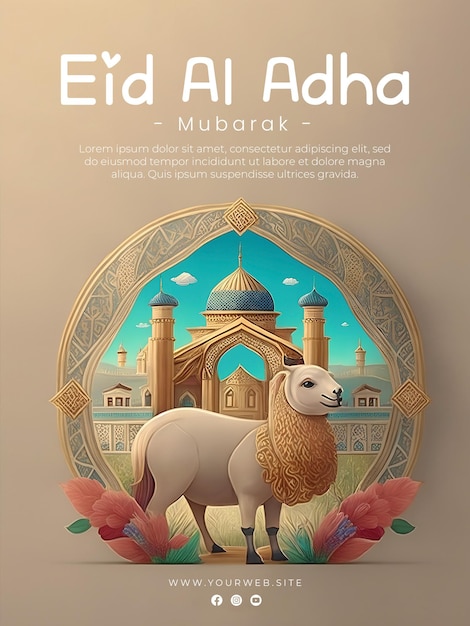 Modello del manifesto di saluto di eid al adha