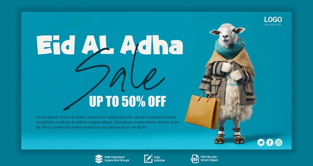 PSD eid al adha horizontal sale banner template eid al adha sale banner eid shopping banner