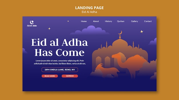 Progettazione del modello della pagina di destinazione di eid al-adha