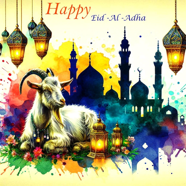 PSD eid al adha mubarak festival kleurrijke achtergrond