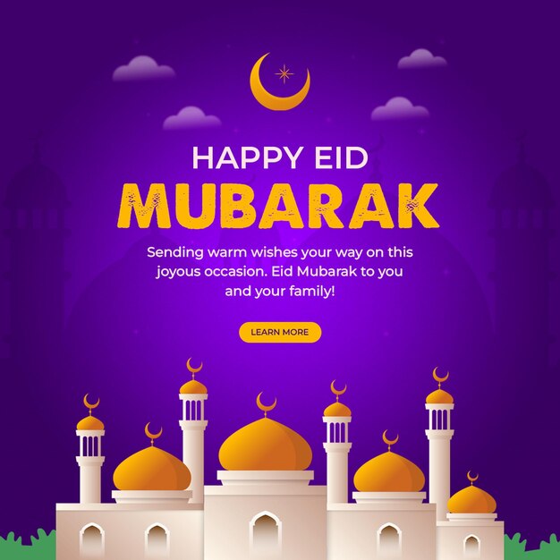 eid al adha mubarak islamic festival instagram or social media banner template