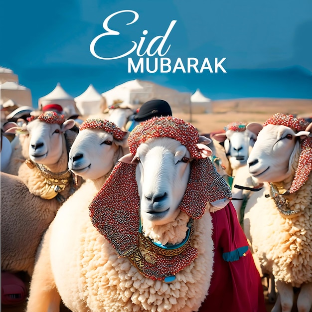 Eid al adha mubarak islamic festival sheep social media post banner template