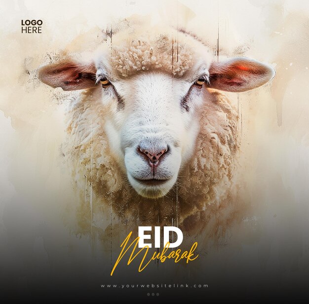 PSD eid al adha mubarak festival islamico pecore modelli di banner postati sui social media