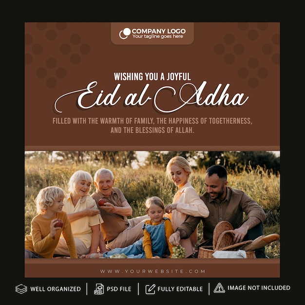 PSD eid al adha mubarak islamic festival social media banner template