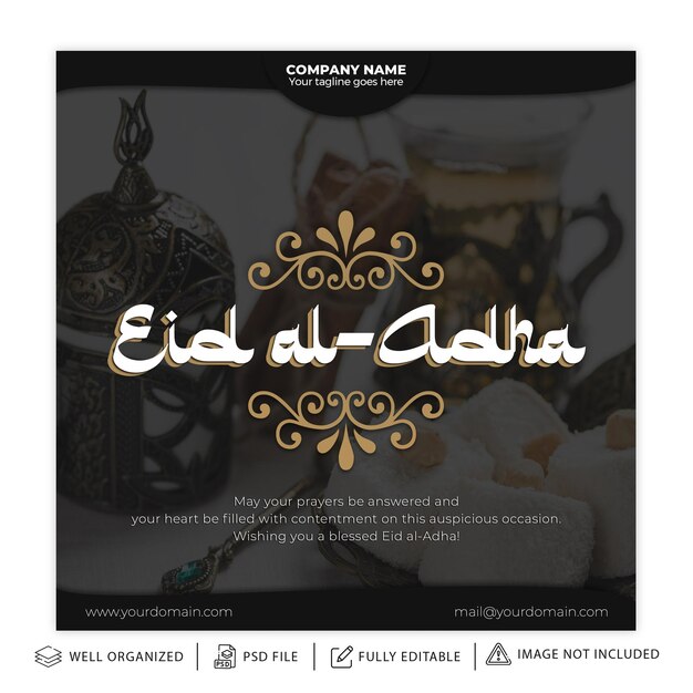 Modello di banner per social media del festival islamico di eid al adha mubarak