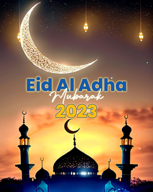 PSD modello di banner per social media del festival islamico eid al adha mubarak