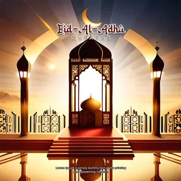 PSD modello di banner per social media del festival islamico di eid al adha mubarak