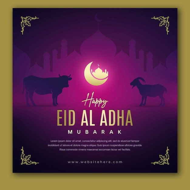 PSD eid al adha mubarak islamic festival social media post banner template
