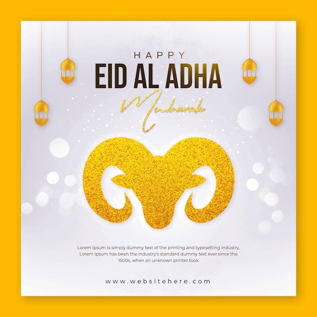 PSD eid al adha mubarak islamic festival social media post banner template