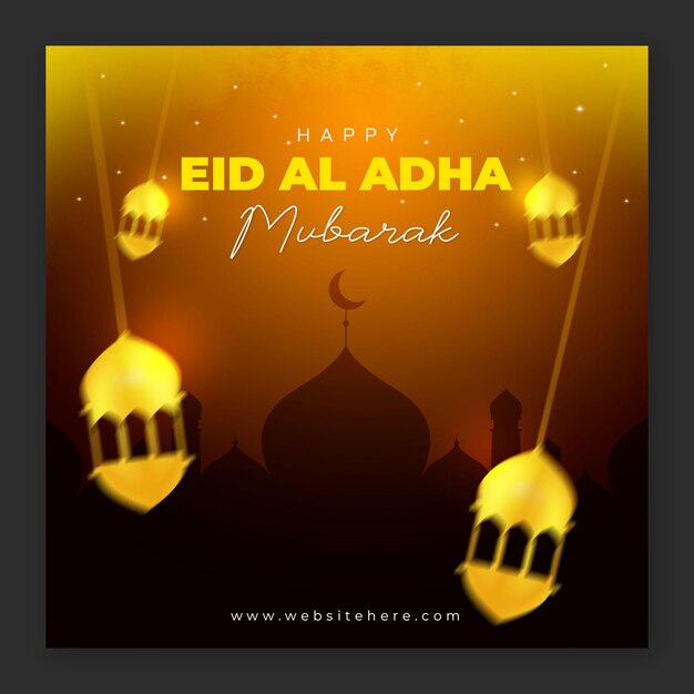 Eid al adha mubarak islamic festival social media post banner template