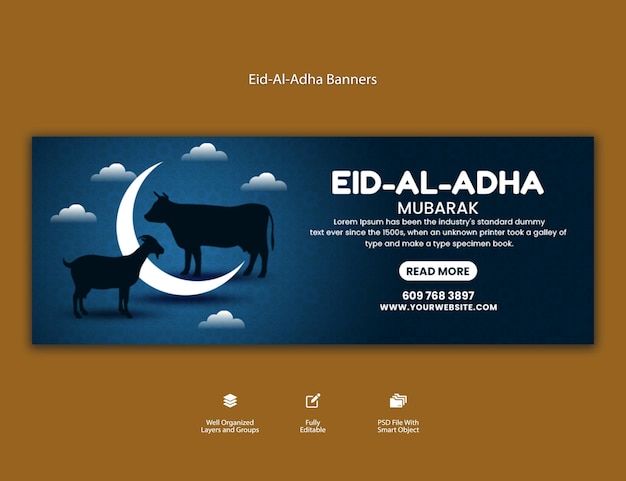 PSD eid al adha mubarak islamic festival web banner template psd