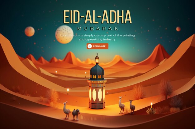 PSD modello di banner web del festival islamico di eid al adha mubarak