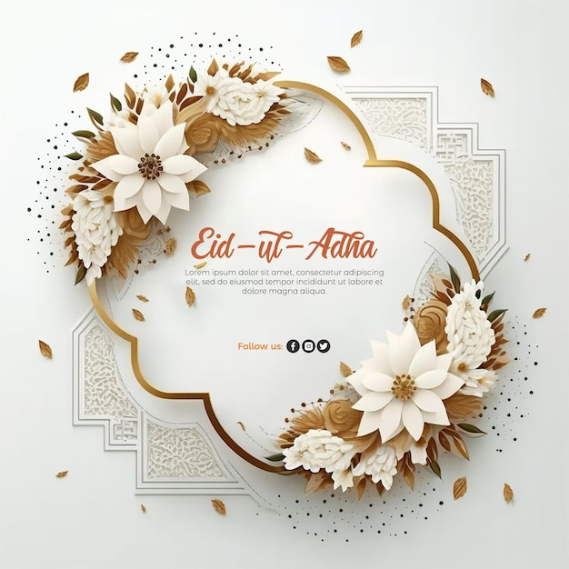 Eid al adha mubarak islamitisch bloemenfestival groet die sociale media banner wenst