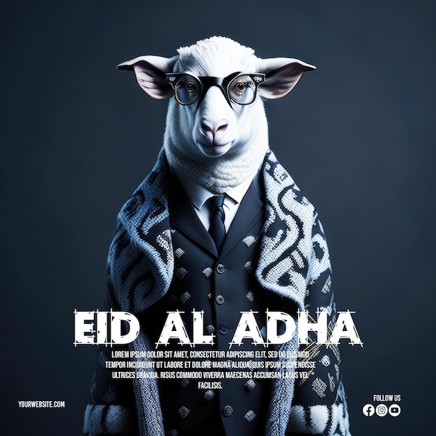 PSD eid al adha mubarak islamitisch festival schapen dragen zonnebril social media postbannersjabloon