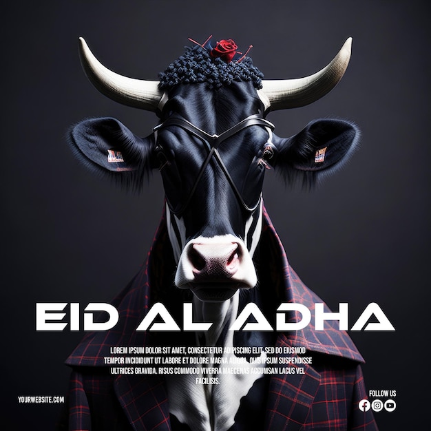 Eid al adha mubarak islamitisch festival schapen dragen zonnebril social media postbannersjabloon