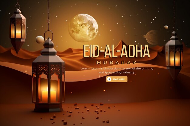 PSD eid al adha mubarak islamski szablon banera internetowego festiwalu