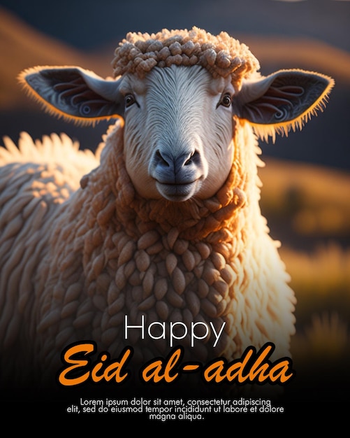 Eid al adha mubarak plakat z tłem meczetu