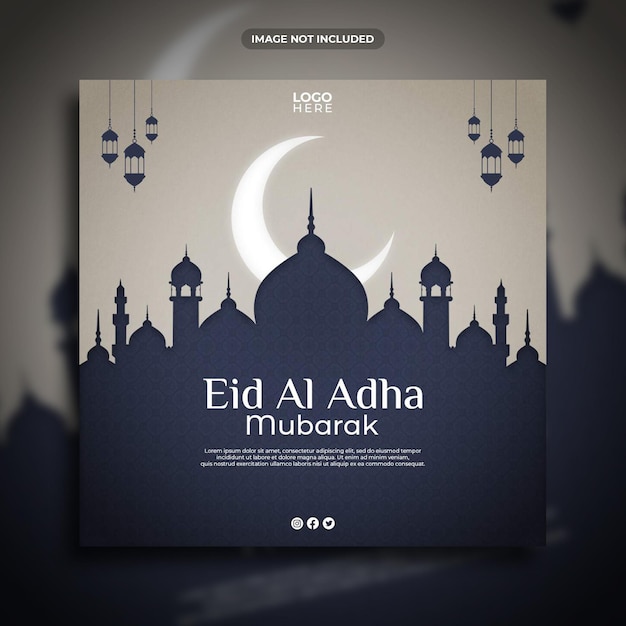 PSD eid al adha mubarak design del modello di post sui social media