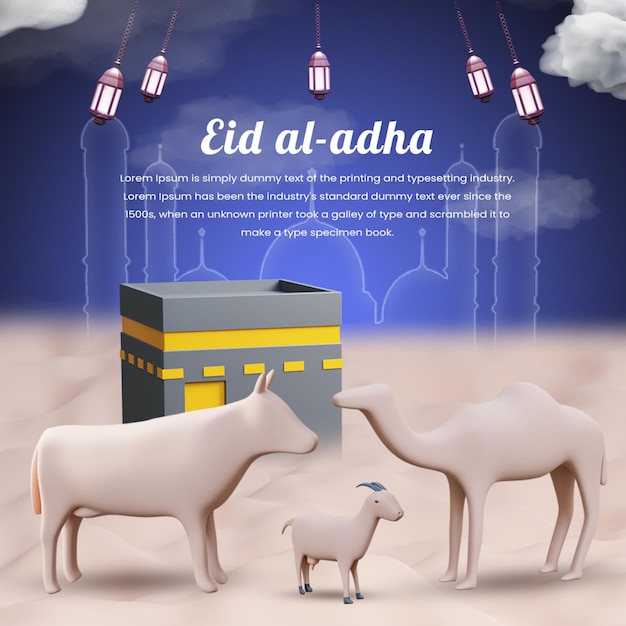 Post sui social media di eid al adha o post sui social media di eid mubarak o post su instagram di eid