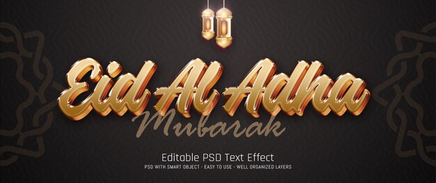 Eid al adha tekst bewerkbaar 3D-stijl teksteffect