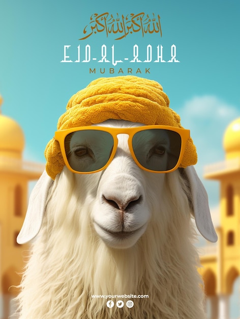 イード・アル・アダ 伝統的なイスラム祭り 宗教的なソーシャルメディアのバナー