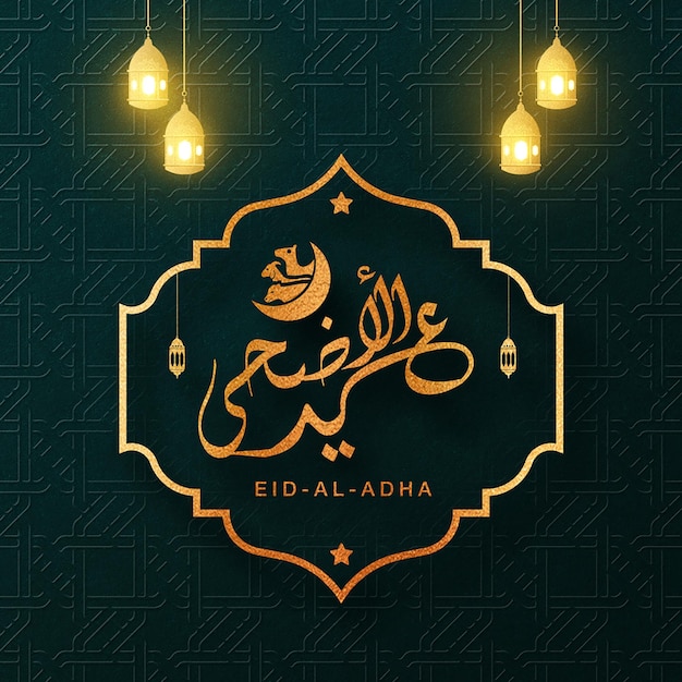 Eid al adha typography greeting post template