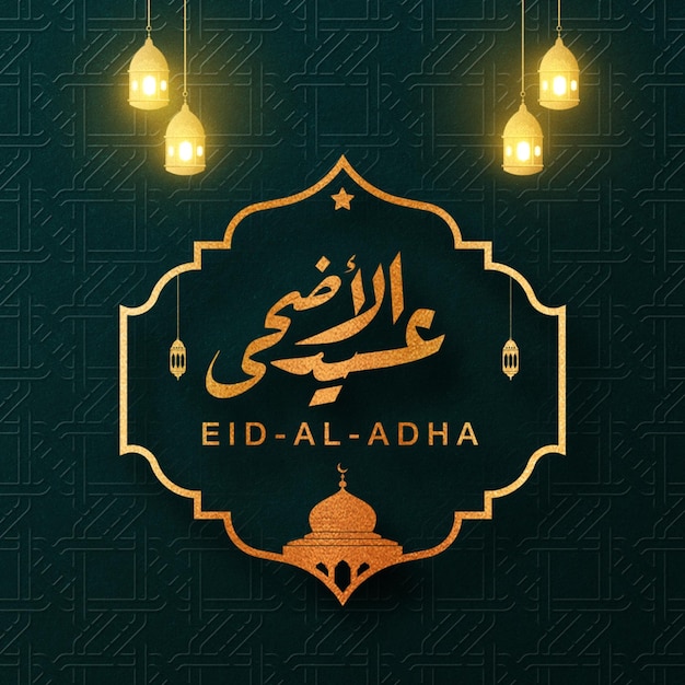 PSD eid al adha typography greeting post template