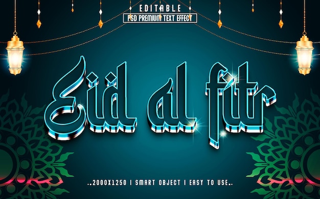 Eid al-fitr 3d stile effetto testo modificabile