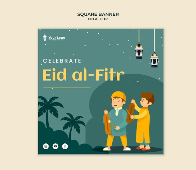eid al fitr celebration banner  template