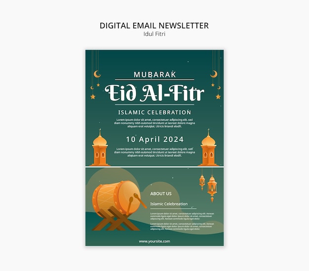 PSD eid al fitr celebration desktop newsletter