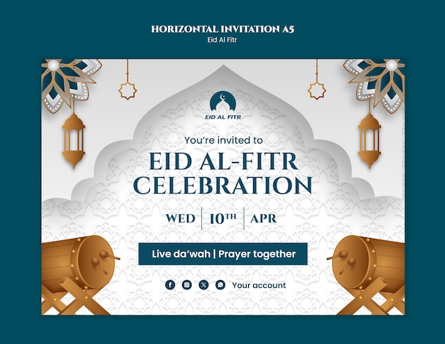 Eid al fitr celebration invitation  template