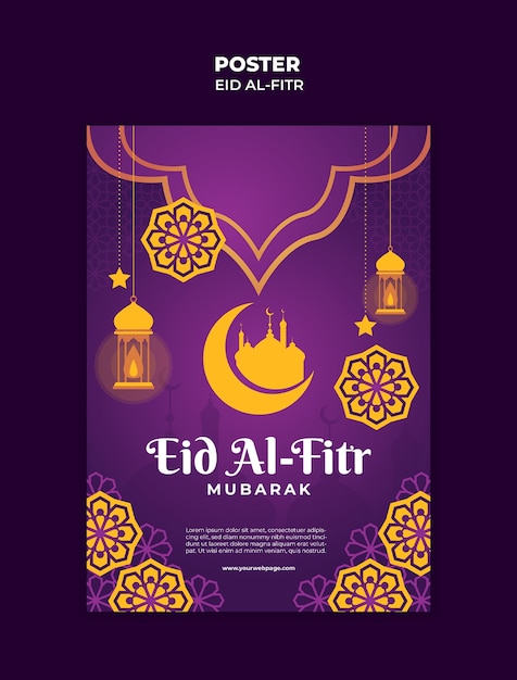 PSD eid al fitr celebration poster template