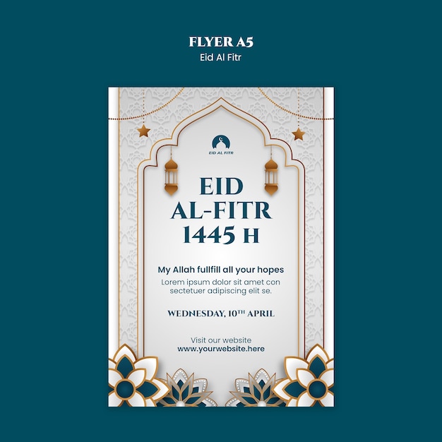 PSD modello di poster per la celebrazione dell'eid al fitr