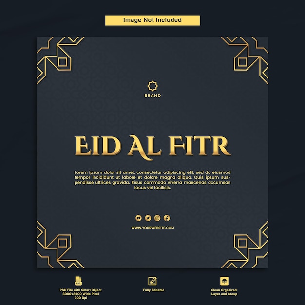 PSD modello di design minimalista della cartolina d'auguri di eid al fitr