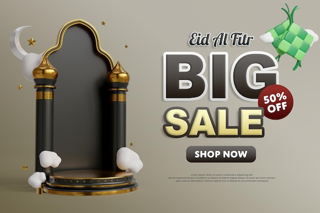 Eid al fitr grote verkoop banner ontwerpen sjabloon