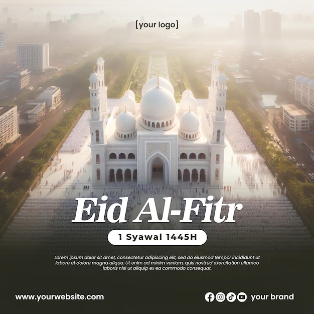 Eid al fitr instagram poster social media ramadan mubarak ai immagini psd