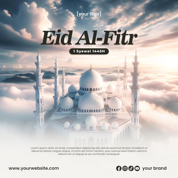 Eid al fitr instagram постер социальные сети рамадан мубарак ai изображения psd