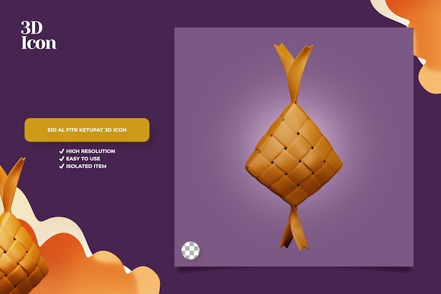 EID AL FITR KETUPAT 3D ICON