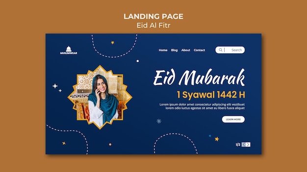 PSD eid al-fitr landing page template