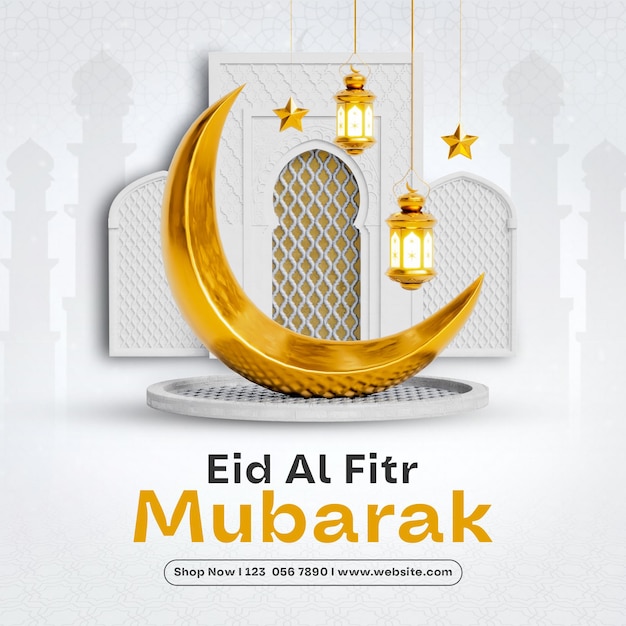 Eid Al Fitr Mubarak Islamic Festival Social Media Post Design Template
