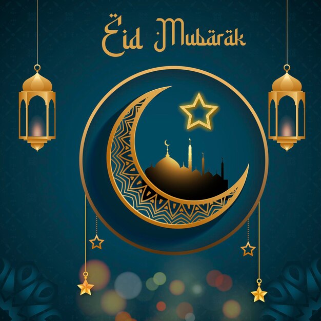 PSD eid al-fitr mubarak islamskie święto w mediach społecznościowych