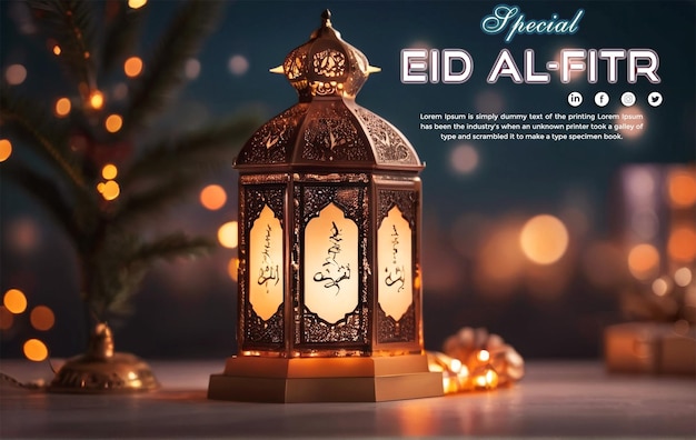 Eid Al Fitr Social Media Nice Post Szablon Z Ramadan Kareem Elegancki Luksus Dekoracyjny Tło