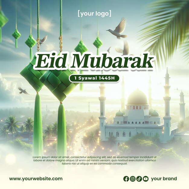 Eid al fitr social media post with ai image PSD