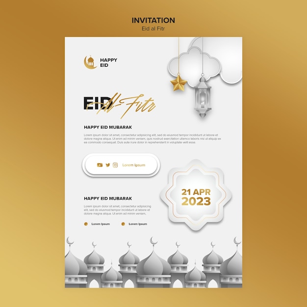 PSD disegno del modello di eid al-fitr