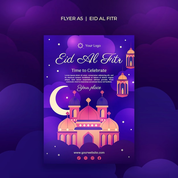 PSD disegno del modello di eid al fitr