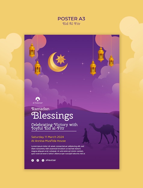 Eid al fitr viering poster sjabloon